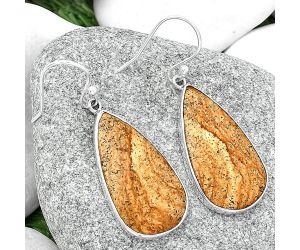 Natural Picture Jasper Earrings SDE68756 E-1001, 15x28 mm