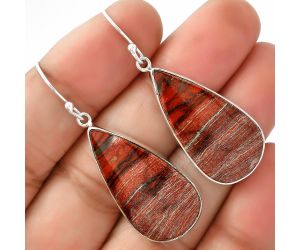 Natural Snake Skin Jasper Earrings SDE68762 E-1001, 15x29 mm