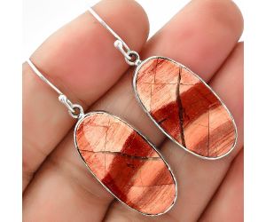 Natural Snake Skin Jasper Earrings SDE68800 E-1001, 13x27 mm