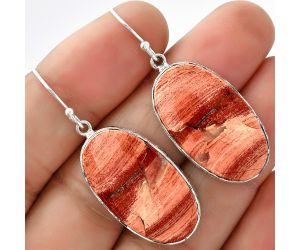 Natural Snake Skin Jasper Earrings SDE68805 E-1001, 15x27 mm