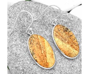 Natural Picture Jasper Earrings SDE69018 E-1001, 14x24 mm