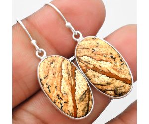 Natural Picture Jasper Earrings SDE69886 E-1001, 13x23 mm