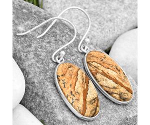 Natural Picture Jasper Earrings SDE69886 E-1001, 13x23 mm