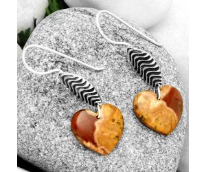 Natural Moroccan Yellow Jacket Jasper Earrings SDE70954 E-1203, 16x17 mm