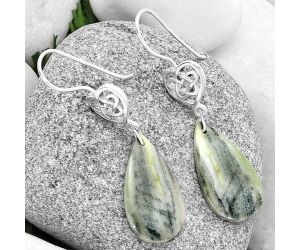 Celtic - Natural Serpentine Earrings SDE71026 E-1213, 13x26 mm