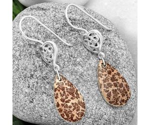 Natural Coffee Bean Jasper Earrings SDE71033 E-1213, 12x22 mm