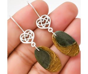 Celtic - Natural Polygram Jasper Earrings SDE71083 E-1213, 13x23 mm