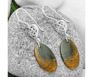 Celtic - Natural Polygram Jasper Earrings SDE71083 E-1213, 13x23 mm