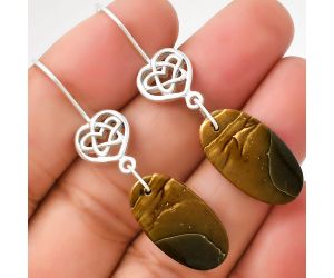 Celtic - Natural Polygram Jasper Earrings SDE71106 E-1213, 12x22 mm