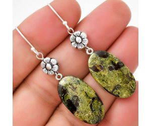 Floral - Natural Dragon Blood Stone Earrings SDE71326 E-1030, 13x24 mm