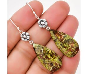 Floral - Natural Dragon Blood Stone Earrings SDE71344 E-1030, 14x28 mm