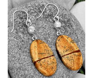 Natural Picture Jasper Earrings SDE71449 E-1031, 14x25 mm