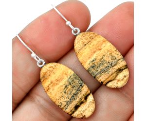 Natural Picture Jasper Earrings SDE71475 E-1003, 13x25 mm