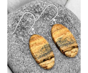 Natural Picture Jasper Earrings SDE71475 E-1003, 13x25 mm