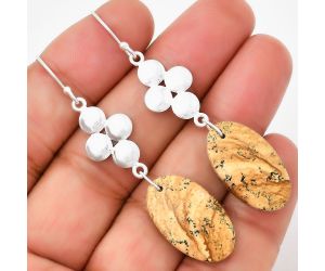 Natural Picture Jasper Earrings SDE71568 E-1094, 13x23 mm