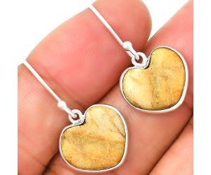 Valentine Gift Heart - Natural Coral Jasper Earrings SDE72655 E-1022, 12x14 mm