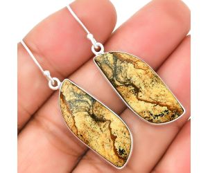 Natural Picture Jasper Earrings SDE72824 E-1001, 12x29 mm