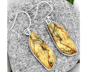 Natural Picture Jasper Earrings SDE72824 E-1001, 12x29 mm