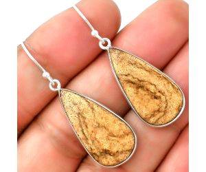 Natural Picture Jasper Earrings SDE74830 E-1001, 13x26 mm