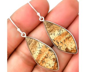 Natural Picture Jasper Earrings SDE74833 E-1001, 13x29 mm