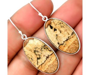 Natural Picture Jasper Earrings SDE74835 E-1001, 15x26 mm