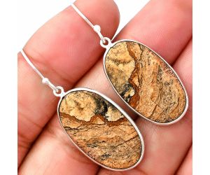 Picture Jasper Earrings SDE76870 E-1001, 15x25 mm