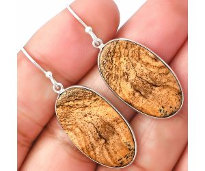 Picture Jasper Earrings SDE77080 E-1001, 15x26 mm