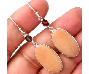 Orange Aventurine and Garnet Earrings SDE77342 E-1002, 13x23 mm