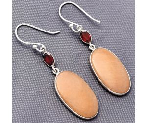 Orange Aventurine and Garnet Earrings SDE77342 E-1002, 13x23 mm