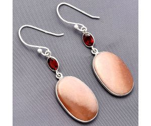 Pink Aventurine and Garnet Earrings SDE77343 E-1002, 14x20 mm