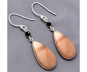 Pink Aventurine and Black Onyx Earrings SDE77361 E-1002, 12x24 mm