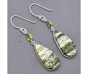 Natural Chrysotile and Peridot Earrings SDE77428 E-1002, 12x24 mm