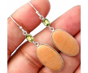 Orange Aventurine and Peridot Earrings SDE77467 E-1002, 12x21 mm