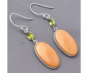 Orange Aventurine and Peridot Earrings SDE77467 E-1002, 12x21 mm