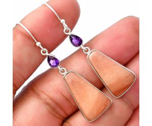 Pink Aventurine and Amethyst Earrings SDE77472 E-1002, 12x21 mm