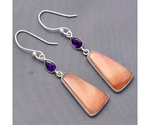 Pink Aventurine and Amethyst Earrings SDE77472 E-1002, 12x21 mm