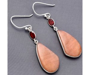 Pink Aventurine and Garnet Earrings SDE77620 E-1002, 14x24 mm