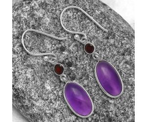 Amethyst Cab and Garnet Earrings SDE77738 E-1006, 8x15 mm