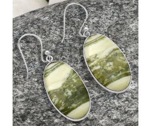 Natural Serpentine Earrings SDE78330 E-1001, 15x26 mm