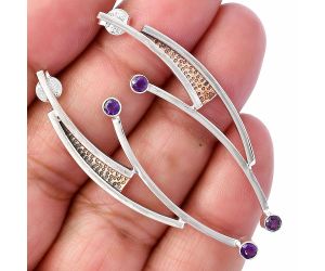 Two Tone - African Amethyst Earrings SDE78707 E-1141, 3x3 mm