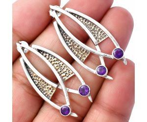 Two Tone - African Amethyst Earrings SDE78747 E-1141, 4x4 mm