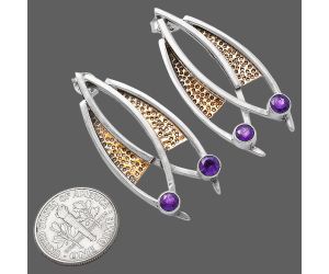 Two Tone - African Amethyst Earrings SDE78747 E-1141, 4x4 mm