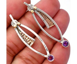 Two Tone - Amethyst Earrings SDE78990 E-1141, 4x4 mm