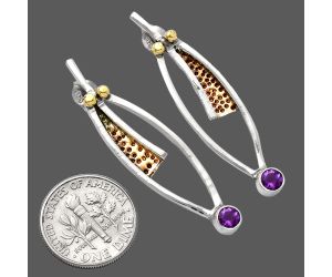 Two Tone - Amethyst Earrings SDE78990 E-1141, 4x4 mm