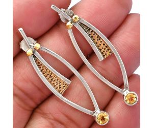 Two Tone - Citrine Earrings SDE78994 E-1141, 4x4 mm