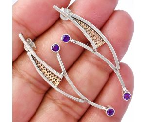 Two Tone - African Amethyst Earrings SDE79161 E-1141, 3x3 mm