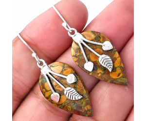 Fruit Jasper Earrings SDE79274 E-1233, 15x26 mm