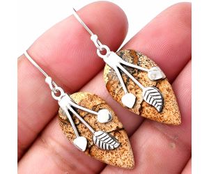 Picture Jasper Earrings SDE79275 E-1233, 14x25 mm