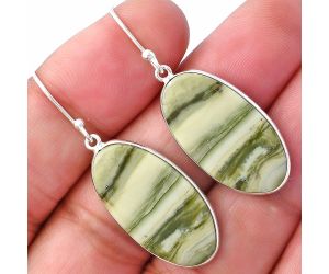 Natural Serpentine Earrings SDE79313 E-1001, 13x25 mm