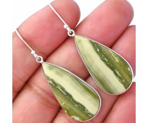 Natural Serpentine Earrings SDE79314 E-1001, 15x30 mm